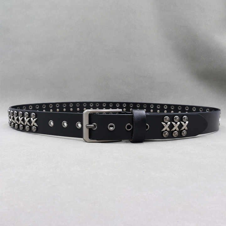 Halloween Women Black Rock Style Genuine Leather Body Belt Designer Studded Grommet Rivets Punk Rock Gothic Y2K Jeans Belt - 图片 2