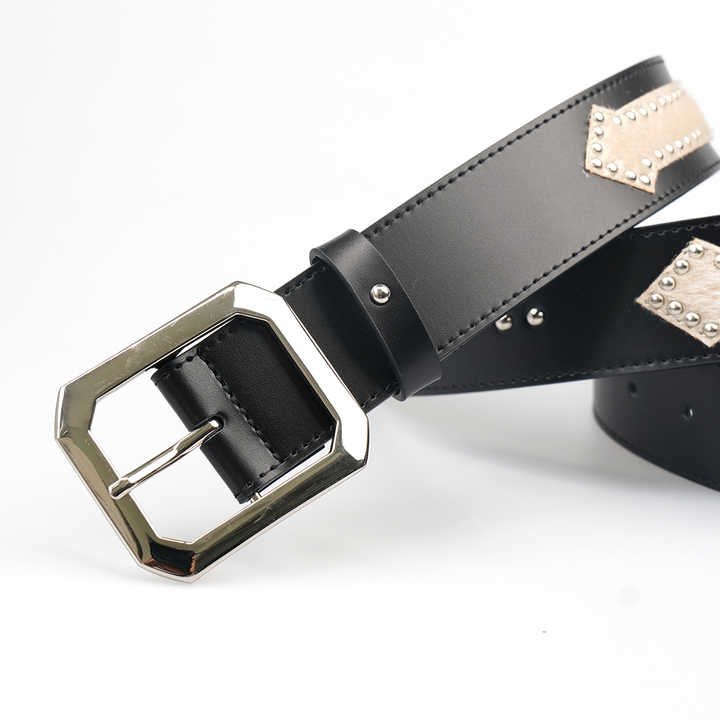Designer Studded Punk Rock Rivets Jeans Belt for Men Vintage Arrow Shape Faux Leather Gothic Goth Belt With Square Belt Buckles - 图片 5