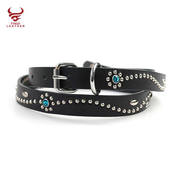 Custom 2025 New Designer Studded Flower Belts Top Grain Leather Pants Belt Women Novelty Studded Rivets Belts with Roller Buckle - 图片 4