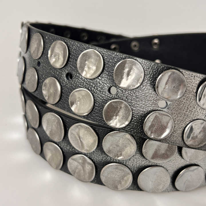 Custom Designer New Western Hip Hop Leather Pants Belt with Big Buckle Punk Studded Leather Jeans Belt for Western Cowboys - 图片 5