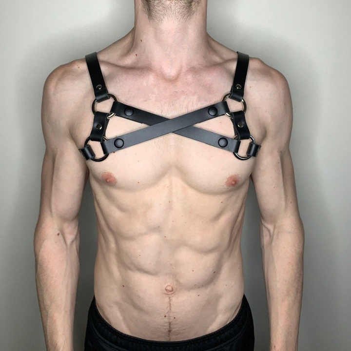 Leather Body Harness Men Pu Leather Chest Harness Belt Adjustable Sex SM Bondage Fetish - 图片 4