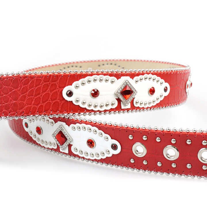 Designer Western Cowgirl PU Leather Snake Skin Belt Crystal Faux Fur Diamond Belts Christmas Red Rhinestone Belts for Women Men - 图片 4