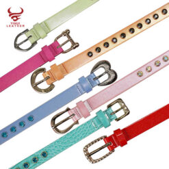 Designer New Crystal Leather Girls Chains Belts studded Rhinestone Belt Heart Buckle Colorful Leather Big Diamond Belts for Kids