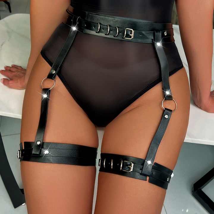 Punk Leather Body Chain Adjustable Waist Chain Nightclub Party Girl Garter Belt Harness Belt Bdsm - 图片 4