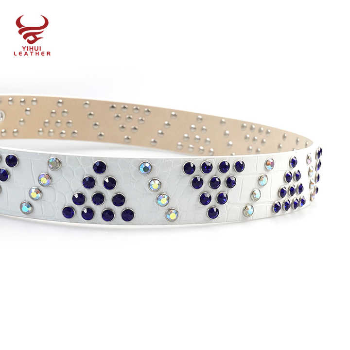 Designer Crocodile Pattern Rhinestone Belt for Western Cowboys Cowgirls Shiny Crystal Colorful Studded Diamond Belt Boys Girls - 图片 6