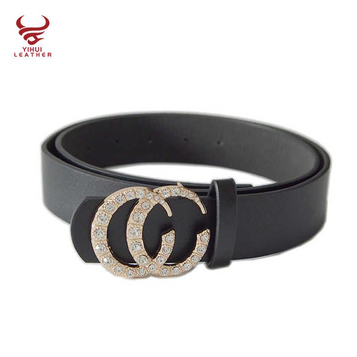 Beautiful Elegant Fashion Custom Crystal Diamond Double C 30mm Metal Rhinestone Buckle for Women - 图片 2