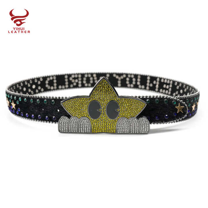 Custom Fur Belt Body Rivet BB Belt Strap Designer Shiny Star Buckle Diamond studded Black Rhinestone Belts Strap for Men Women - 图片 2