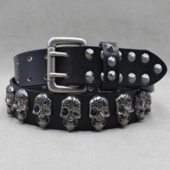 New Fashion Halloween Medieval Renaissance Belt Double Grommet Studded Skull Belt for Men Double Prong Vintage Goth Punk Belts