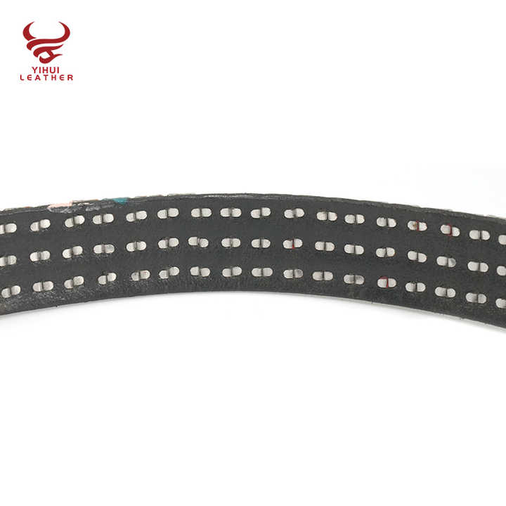 Designer Roll Buckle 3-Row Metal Pyramid Studded Artist Painting Genuine Leather Luxury Black Punk Belt for Men Women - 图片 6