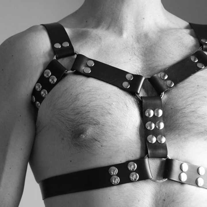 Sexy Men Faux PU Leather BDSM Harness Gay Fetish Erotic Lingerie Body Garter Belt - 图片 4