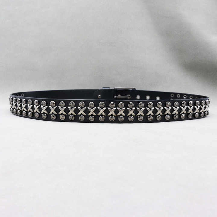 Halloween Women Black Rock Style Genuine Leather Body Belt Designer Studded Grommet Rivets Punk Rock Gothic Y2K Jeans Belt - 图片 5