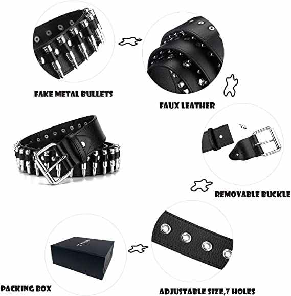 Custom Metal Punk Rock Rivet Belt With Bright Pyramid Studded Personalized Black PU Leather Belts for Hip Hop Women Men Jeans - 图片 5