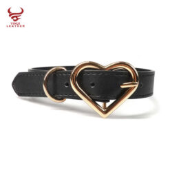 Custom Designer PU Leather Heart Buckle Bling Bling Diamond Pet Collar Beaded Fancy Leather Bb Rhinestone Dog Collar