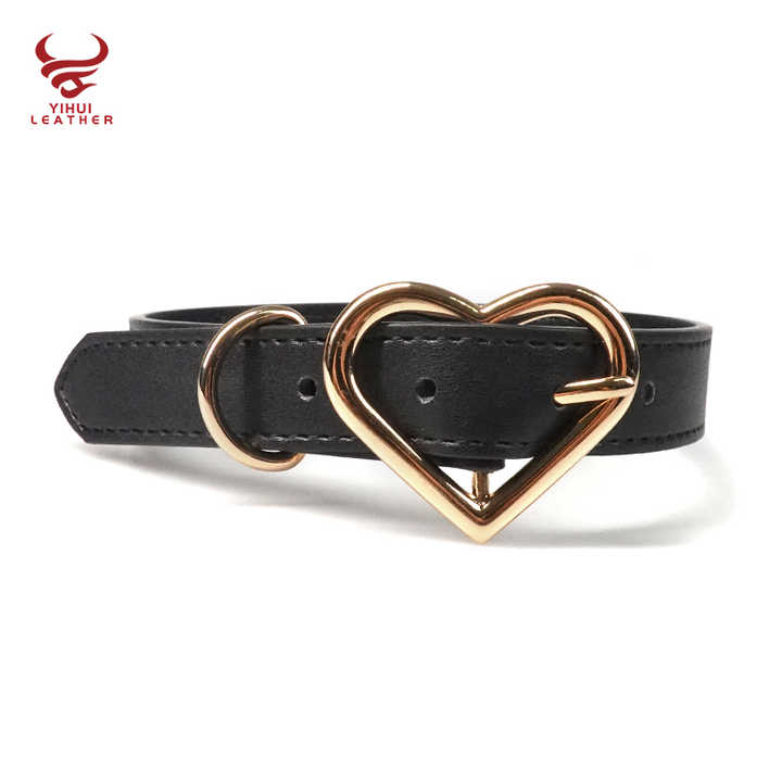 Custom Designer PU Leather Heart Buckle Bling Bling Diamond Pet Collar Beaded Fancy Leather Bb Rhinestone Dog Collar