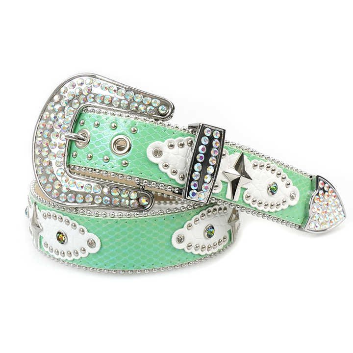 Designer Western Cowgirl PU Leather Snake Skin Belt Crystal Faux Fur Diamond Belts Christmas Red Rhinestone Belts for Women Men - 图片 6