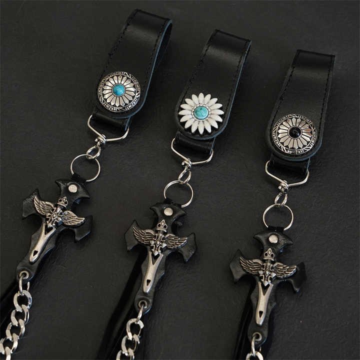 New Hip Hop Belt Western Heavy Duty Jeans Chains Goth Chunky Cross Jeans Pocket Chains Belt for Young Cowboys Cowgirls - 图片 2