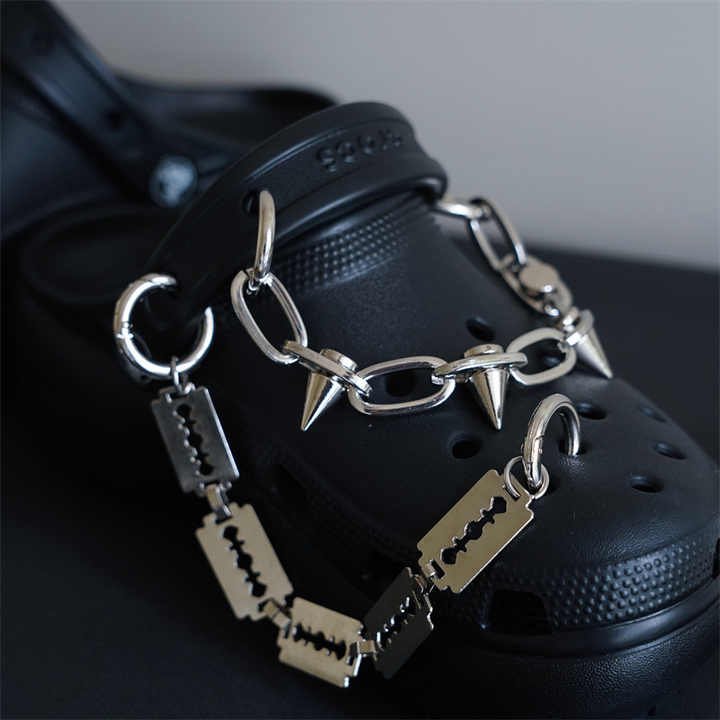 New Fashion Punk Gothic Chunky Decorative Shoes Chains Removable DIY Sandals Chains Funny Hole Shoes Metal Chain - 图片 2