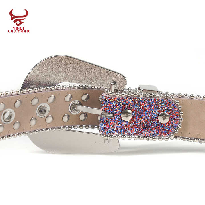 Factory Original Purple Color Rhinestone Kids Belts Fashionable Western Shiny Buckle Bb Simon Children Belt - 图片 5