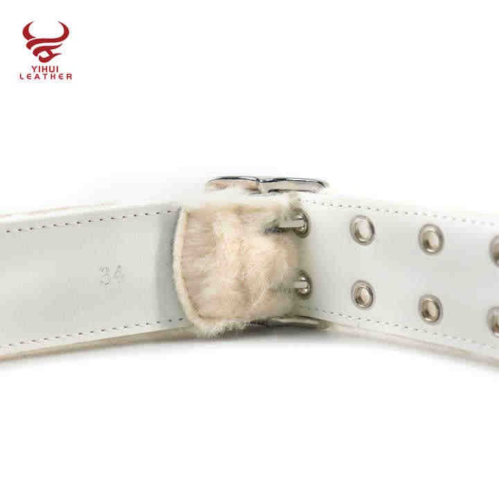 Wholesale Fancy Punk Faux Fur Leather Belt Men Double Pin Buckle studded Holes Black Horse Hair PU Leather Belt for Women - 图片 5