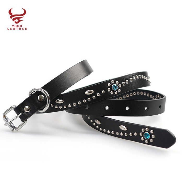 Custom 2025 New Designer Studded Flower Belts Top Grain Leather Pants Belt Women Novelty Studded Rivets Belts with Roller Buckle - 图片 3