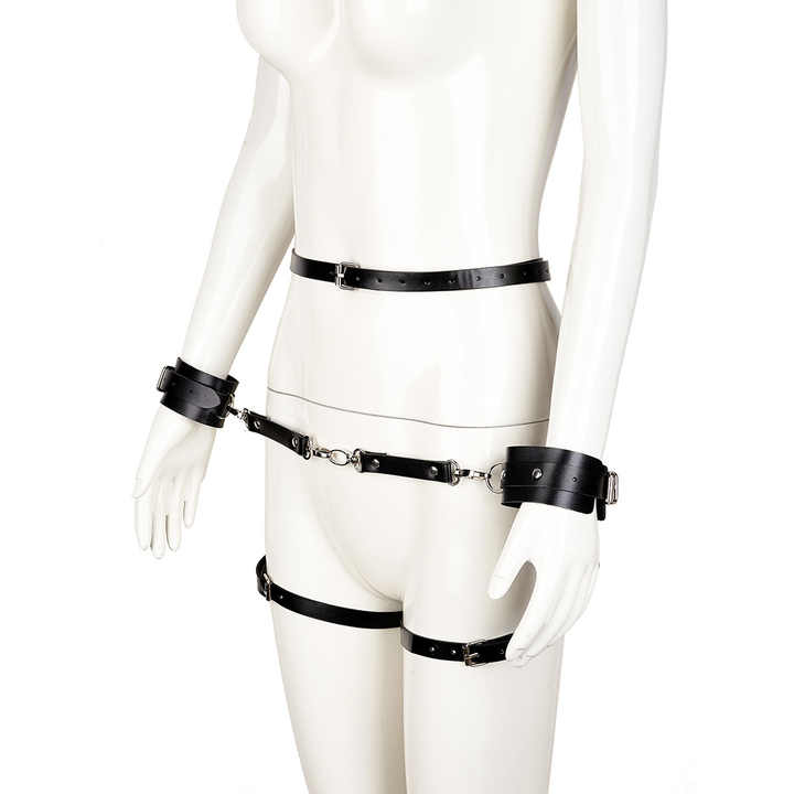 Wholesale Gothic Garter SM Bondage Female Belts Sex Toys Set Leather Sexy Bondage Body Garter Belt With Handcuffs for Girls - 图片 5