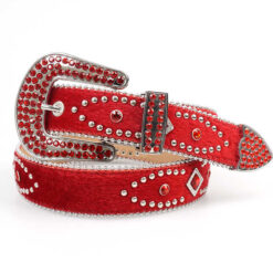 Designer Western Cowgirl PU Leather Snake Skin Belt Crystal Faux Fur Diamond Belts Christmas Red Rhinestone Belts for Women Men