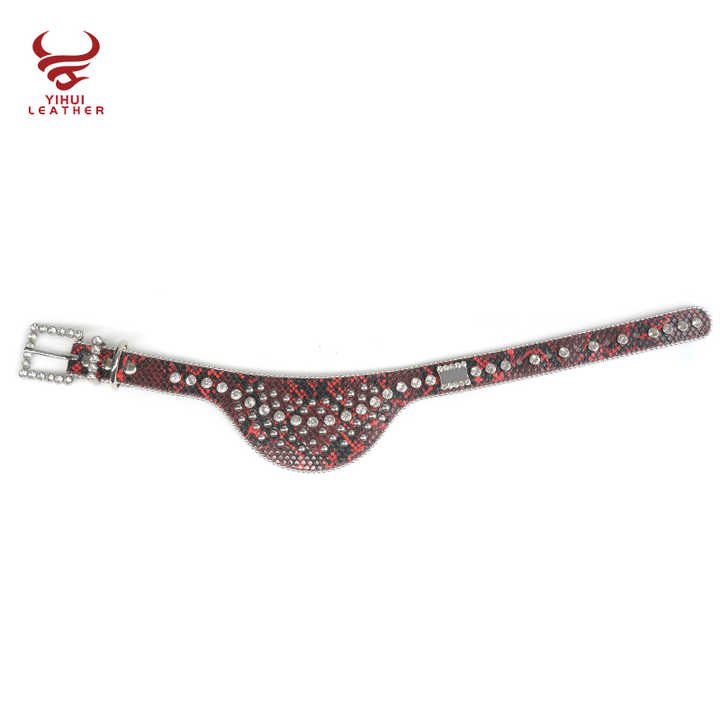 Custom Luxury Crystal Cat Collar Dog Saliva Towel Designer Diamond Pet Belt PU Leather Red Rhinestone Pet Dog Collars - 图片 4