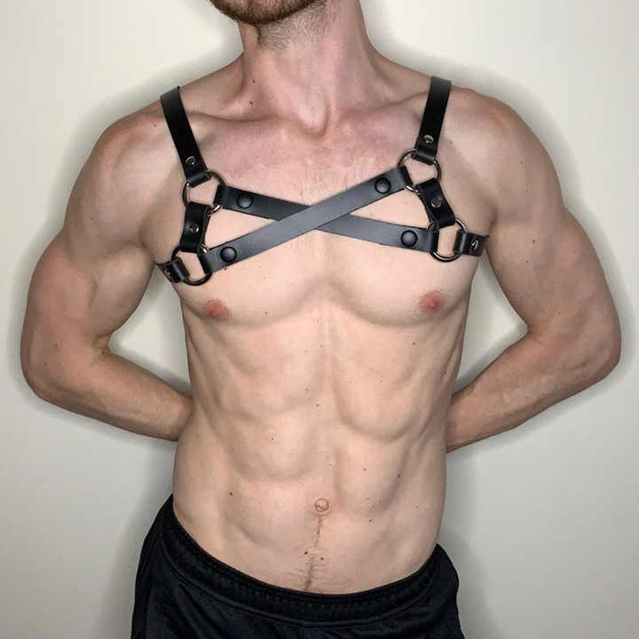 Leather Body Harness Men Pu Leather Chest Harness Belt Adjustable Sex SM Bondage Fetish - 图片 2