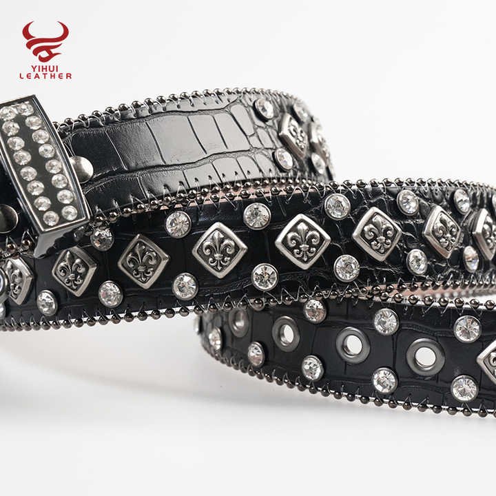 Custom 2025 New Designer Pin Buckle Diamond Belts Bling Bling Rhinestone Pants Belt for Women Crystal Studded Cross Rivets Belts - 图片 2
