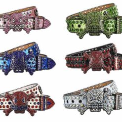 Fashion Heavy Duty Shiny Y2K Diamond Waist Belts Sparkle Western Cheap Unisex studded Skull Rhinestone Belt for Young Boys Party