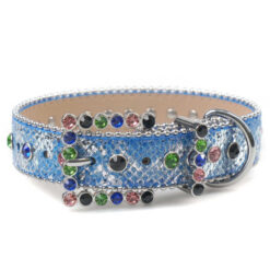 Hot Sale Padded Leather Dog Collar Round Puppy Collar Designer Bling Bling Diamond PU Leather Rhinestone Dog Collar