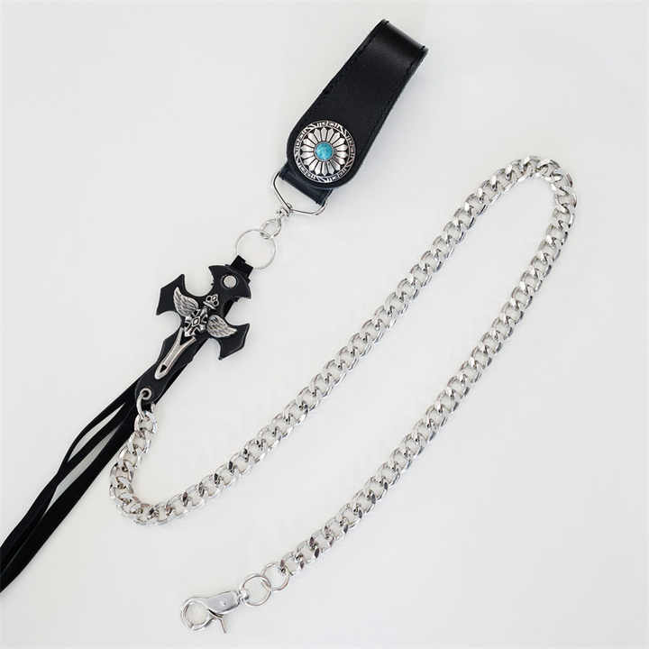 New Hip Hop Belt Western Heavy Duty Jeans Chains Goth Chunky Cross Jeans Pocket Chains Belt for Young Cowboys Cowgirls