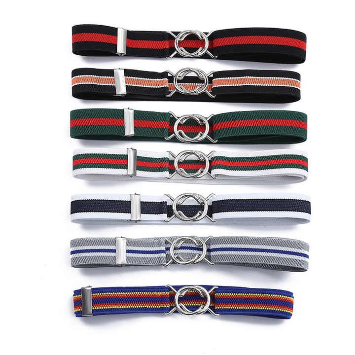 New Boys Girls Students Stretch Belts With Heart Buckle Back to School Uniform Belts Elastic Adjustable Belts for Toddler Kids - 图片 4