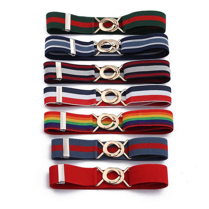 New Boys Girls Students Stretch Belts With Heart Buckle Back to School Uniform Belts Elastic Adjustable Belts for Toddler Kids - 图片 3