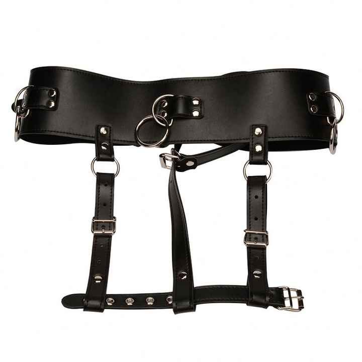SM Bondage Female Masturbator Set PU Leather Forced Orgasm Belt Chastity Harness Strap Magic AV Wand Vibrator Holder - 图片 3