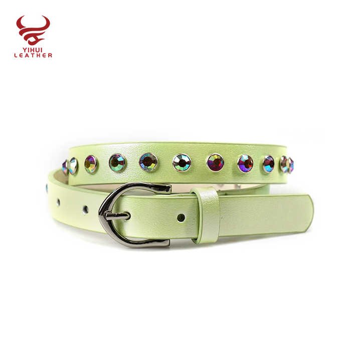 Designer New Crystal Leather Girls Chains Belts studded Rhinestone Belt Heart Buckle Colorful Leather Big Diamond Belts for Kids - 图片 5