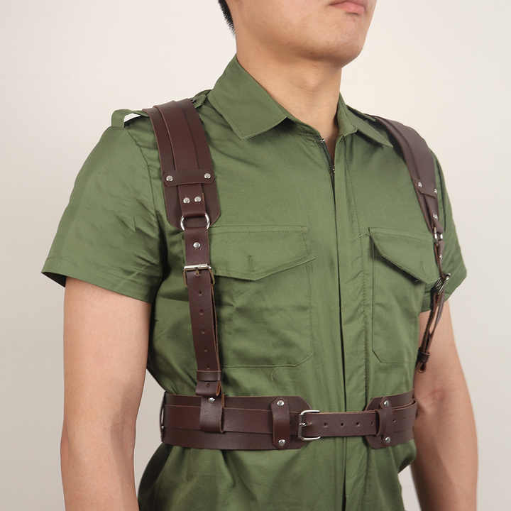 Custom Clubwear Costume Tops Chest Body Bondage Adjustable Punk Chest Belt Rave Costume Sexy BDSM Leather Harness Belt Man - 图片 3