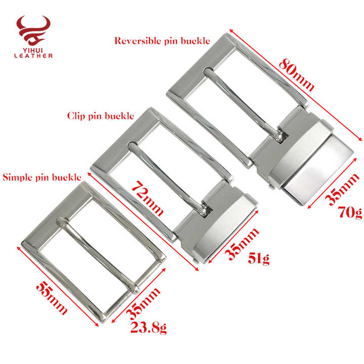 Custom Logo Simple Clip Reversible Pin Buckles Hardwares for Leather Belt Metal Alloy 35mm Prong Belt Buckle for Men - 图片 2