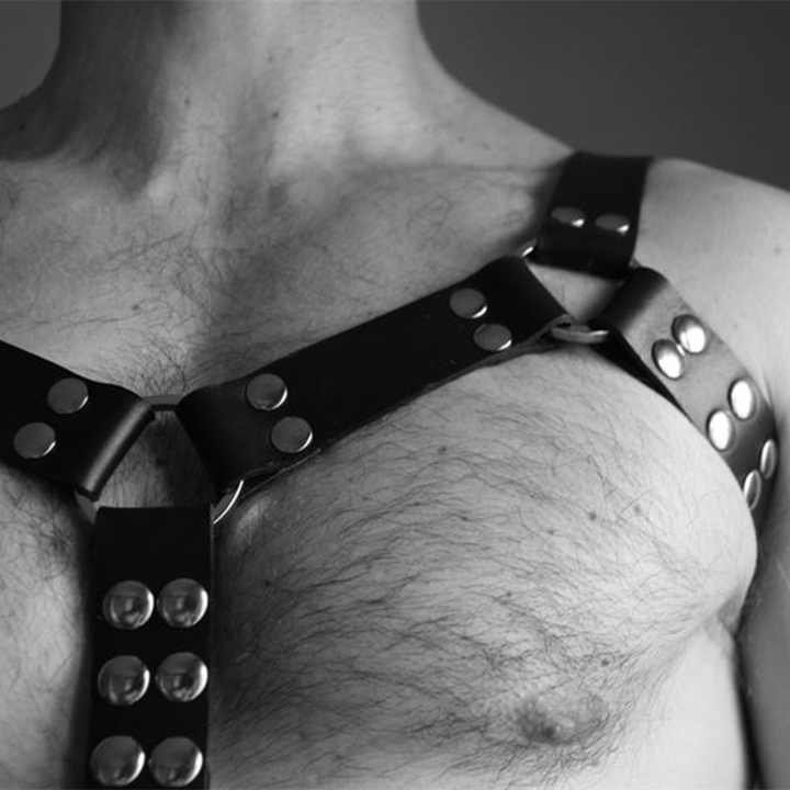 Sexy Men Faux PU Leather BDSM Harness Gay Fetish Erotic Lingerie Body Garter Belt - 图片 3