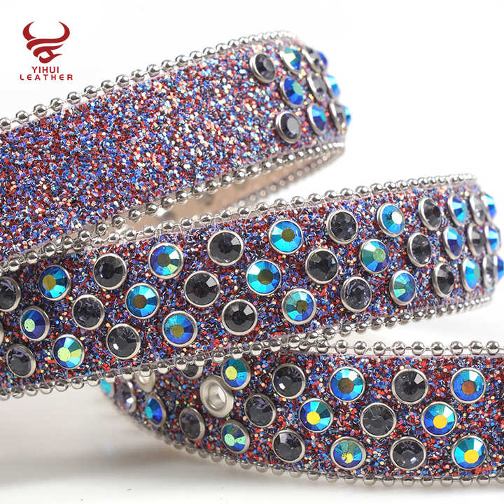 Factory Original Purple Color Rhinestone Kids Belts Fashionable Western Shiny Buckle Bb Simon Children Belt - 图片 3