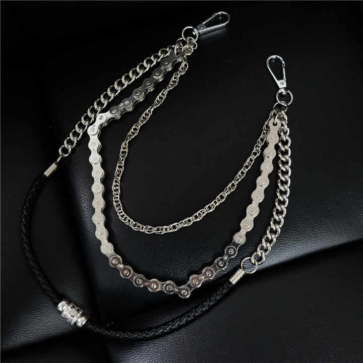 Hip Hop Multi Layer Wallet Chains Jeans Pants Chain Pocket Waist Belts Metal Chunky Bullet Jeans Pocket Chains Belt - 图片 6