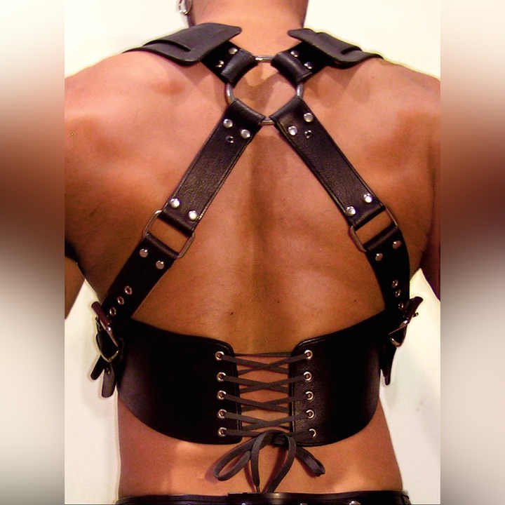 Custom Clubwear Costume Tops Chest Body Bondage Adjustable Punk Chest Belt Rave Costume Sexy BDSM Leather Harness Belt Man - 图片 2
