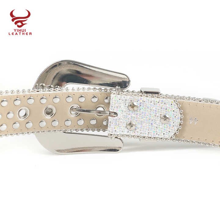 Factory Wholesale New Original Style Western Shinning Studded Rhinestone Belt Cowboy Bling Bling White BB Simon Belt - 图片 6