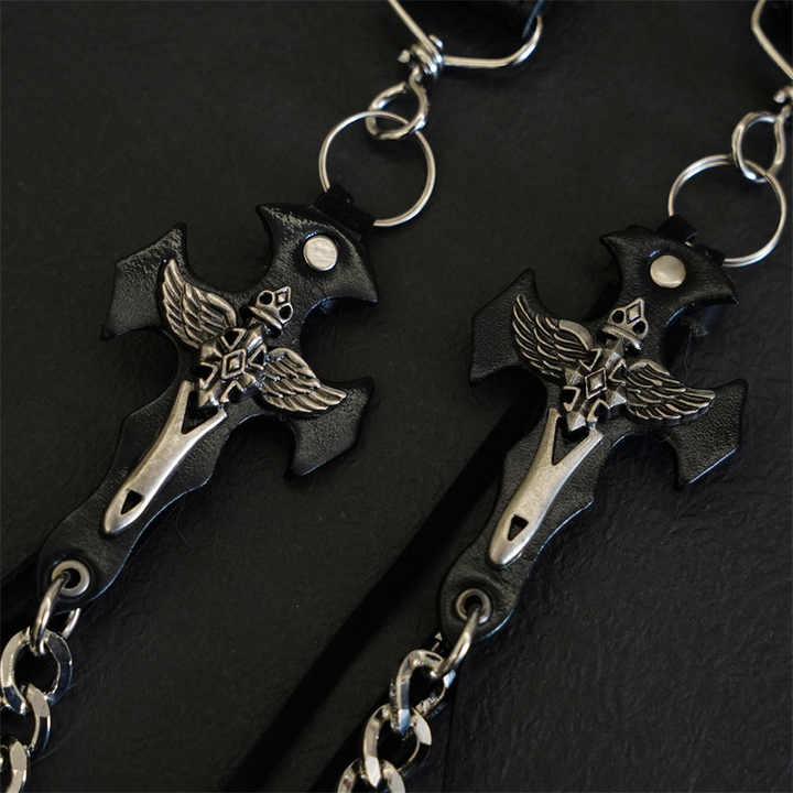 New Hip Hop Belt Western Heavy Duty Jeans Chains Goth Chunky Cross Jeans Pocket Chains Belt for Young Cowboys Cowgirls - 图片 4