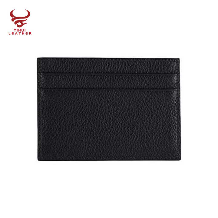 Custom logo Gift Genuine Cowhide Leather Slim Credit Card Holder Black Leather Card Holder - 图片 2