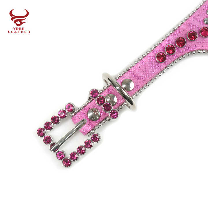 Custom Designer Rhinestone Belt Crystal Pet Collar Dog Saliva Towel Blingbling Leather Rhinestone Dog Collars - 图片 4