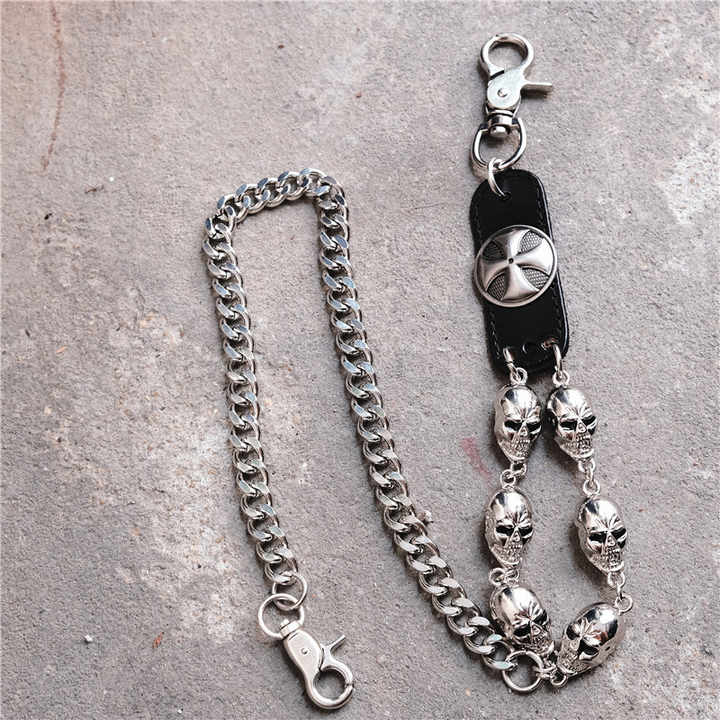 New Hip Hop Western Punk Wallet Chain Gothic Chunky Trouser Pants Chains Halloween Metal Heavy Duty Jean Pocket Skull Chains - 图片 3