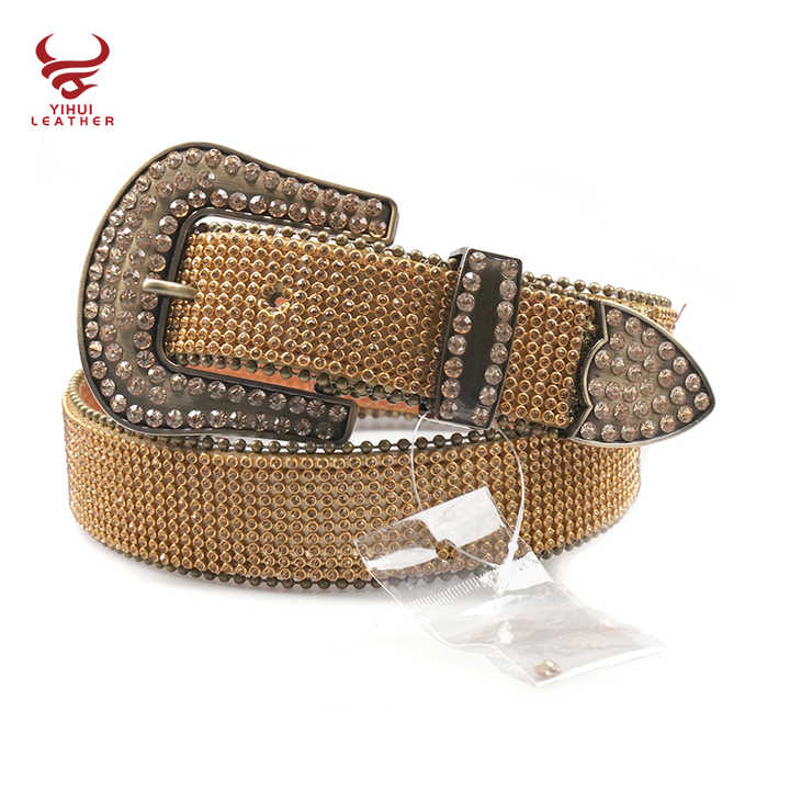 Inspired Designer Belts Strap With Sparkles Leather Shiny White Rhinestone Bling Bling Beaded Belts - 图片 6