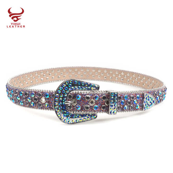 Factory Original Purple Color Rhinestone Kids Belts Fashionable Western Shiny Buckle Bb Simon Children Belt - 图片 4