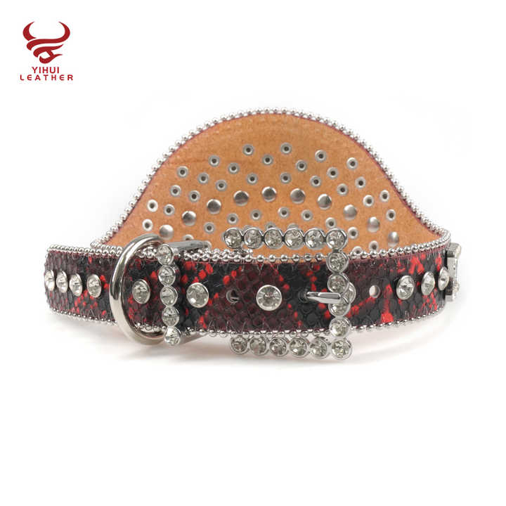 Custom Luxury Crystal Cat Collar Dog Saliva Towel Designer Diamond Pet Belt PU Leather Red Rhinestone Pet Dog Collars - 图片 3